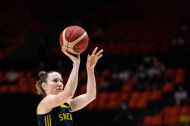 210618 Frida Eldebrink of Sweden during the FIBA Women s Eurobasket match between Spain and Sweden on June 18, 2021 in Valencia Photo Maxim ThorÃ BILDBYRAN kod MT MT0189 basket basketball national team fiba women s eurobasket basket em spanien spain sverige sweden dam bbeng dag 2,  Copyright: MAXIMxTHORE BB210618MT070
