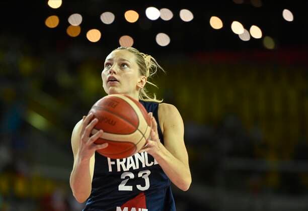 Marine Johannes of France pictured during FIBA Women s Eurobasket match between France and Czech Republic on JUNE 18, 2021 in Strasbourg, France,18 06 2021 BASKET BALL : Republique Tcheque vs France - Eurobasket Feminin - 18 06 2021 PhilippeCrochet Panoramic 