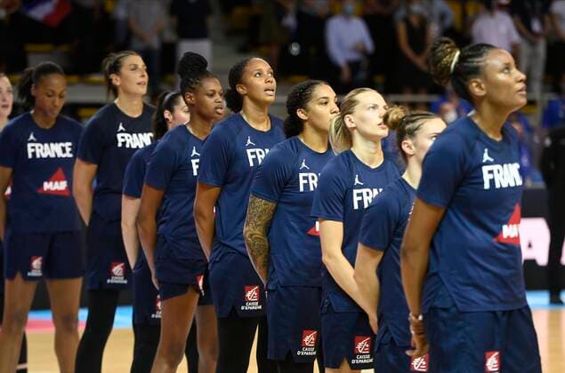 Diandra Tchatchouang of France pictured during FIBA Women s Eurobasket match between France and Czech Republic on JUNE 18, 2021 in Strasbourg, France,18 06 2021 BASKET BALL : Republique Tcheque vs France - Eurobasket Feminin - 18 06 2021 PhilippeCrochet Panoramic 