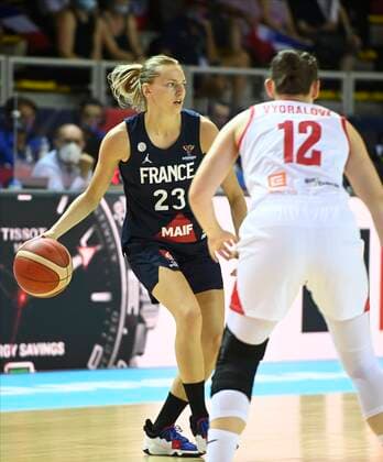 Marine Johannes of France pictured during FIBA Women s Eurobasket match between France and Czech Republic on JUNE 18, 2021 in Strasbourg, France,18 06 2021 BASKET BALL : Republique Tcheque vs France - Eurobasket Feminin - 18 06 2021 PhilippeCrochet Panoramic 
