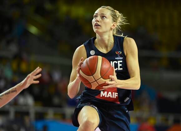Marine Johannes of France pictured during FIBA Women s Eurobasket match between France and Czech Republic on JUNE 18, 2021 in Strasbourg, France,18 06 2021 BASKET BALL : Republique Tcheque vs France - Eurobasket Feminin - 18 06 2021 PhilippeCrochet Panoramic 