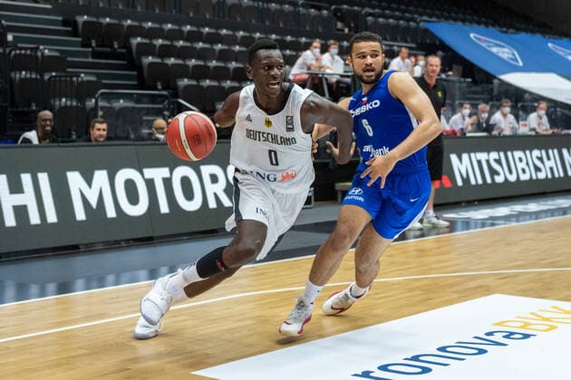 Basketball Hamburg 18 06 2021 Supercup National Team Germany GER Czech Republic CZE Isaac Bonga Germany, No 00 Patrick Samoura Czech Republic, No 06