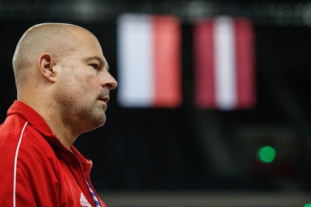 Gliwice, 18.06.2021 POLISH national team, Nationalteam BASKETBALL POLAND GAME Polska - Lotwa NZ trener Mike Taylor coach , flaga flagi FOT. WOJCIECH FIGURSKI 058sport.pl NEWSPIX.PL --- Newspix.pl  20210618_050__FIG6896