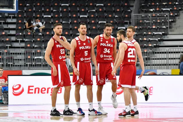 GLIWICE 18.06.2021 BASKETBALL FRIENDLY MATCH POLAND - LATVIA MICHAL MICHALAK AARON CEL ADAM HRYCANIUK JAKUB GARBACZ ANDRZEJ MAZURCZAK FOT. MICHAL DUBIEL 400mm.pl NEWSPIX.PL --- Newspix.pl  210618DUB124