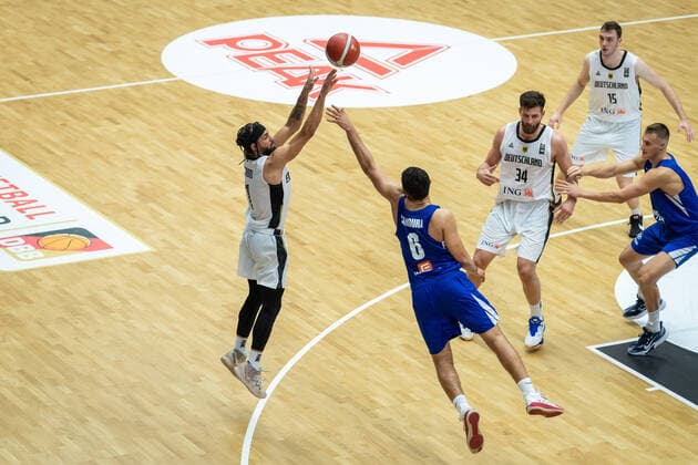 Basketball Hamburg 18 06 2021 Supercup National Team Germany GER Czech Republic CZE Joshiko Saibou Germany, No 01 Patrick Samoura Czech Republic, No 06