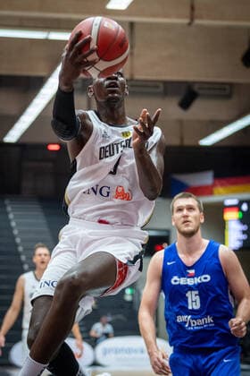 Basketball Hamburg 18 06 2021 Supercup National Team Germany GER Czech Republic CZE Isaac Bonga Germany, No 00 Martin Peterka Czech Republic, No 15
