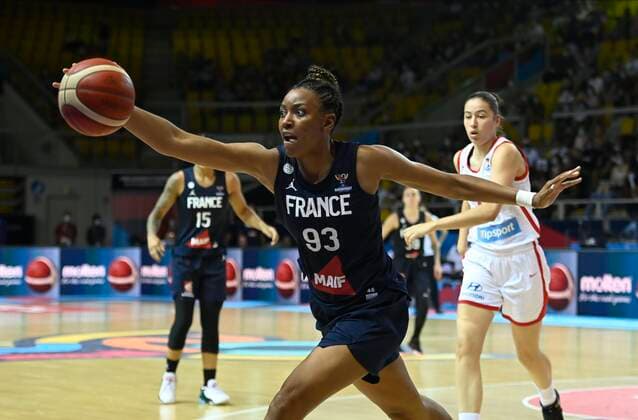 Diandra Tchatchouang of France pictured during FIBA Women s Eurobasket match between France and Czech Republic on JUNE 18, 2021 in Strasbourg, France,18 06 2021 BASKET BALL : Republique Tcheque vs France - Eurobasket Feminin - 18 06 2021 PhilippeCrochet Panoramic 