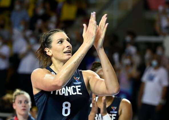 Helena Ciak of France celebrates the win pictured during FIBA Women s Eurobasket match between France and Czech Republic on JUNE 18, 2021 in Strasbourg, France,18 06 2021 BASKET BALL : Republique Tcheque vs France - Eurobasket Feminin - 18 06 2021 PhilippeCrochet Panoramic 