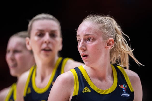 210618 Stephanie Visscher of Sweden during the FIBA Women s Eurobasket match between Spain and Sweden on June 18, 2021 in Valencia Photo Maxim ThorÃ BILDBYRAN kod MT MT0189 basket basketball national team fiba women s eurobasket basket em spanien spain sverige sweden dam bbeng dag 2,  Copyright: MAXIMxTHORE BB210618MT148
