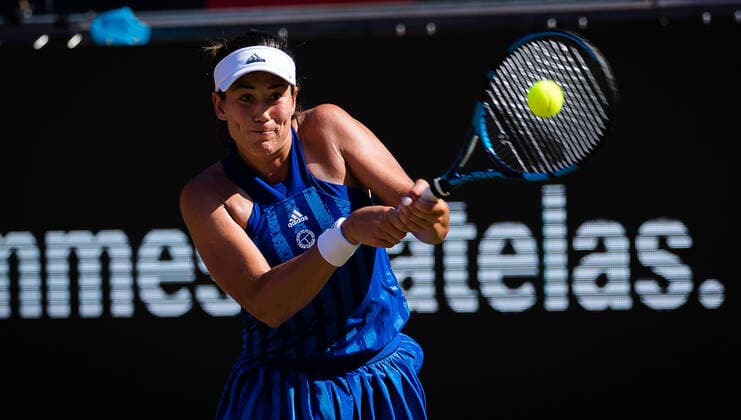 June 18, 2021, BERLIN, GERMANY: Garbine Muguruza of Spain in action during the quarter-final of the 2021 bett1open WTA, Tennis Damen 500 tennis tournament against Alize Cornet of France BERLIN GERMANY - ZUMAa181 20210618_zaa_a181_116 Copyright: xRobxPrangex