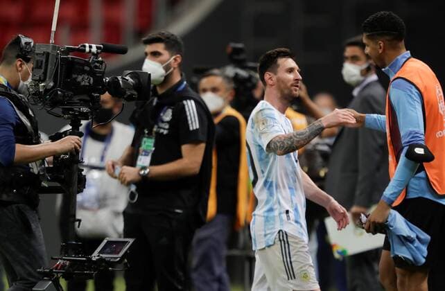 Argentina s Lionel Messi today during a match for group A of the Copa America, at the Mane Garrincha Stadium in Brasilia, Brazil, 18 June 2021. Argentina - Uruguay !ACHTUNG: NUR REDAKTIONELLE NUTZUNG!  Copyright: xFernandoxBizerraxJrx AME6758 20210619-637596736834771182