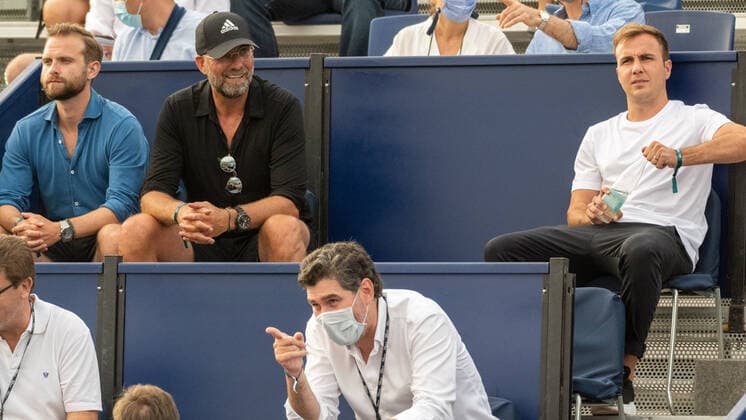 20210618 Mallorca Championships 2021 Opening Ceremony SANTA PONSA, SPAIN JUNE 18 2021 Marc Klopp, Juergen Klopp, Mario Goetze at Mallorca Championships 2021 Opening Ceremony on June 18, 2021 in Santa Ponsa, Santa Ponsa Baleares Spain