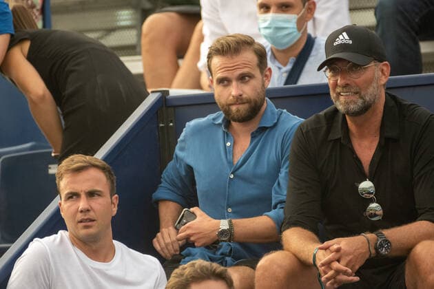 20210618 Mallorca Championships 2021 Opening Ceremony SANTA PONSA, SPAIN JUNE 18 2021 Marc Klopp, Juergen Klopp, Mario Goetze at Mallorca Championships 2021 Opening Ceremony on June 18, 2021 in Santa Ponsa, Santa Ponsa Baleares Spain