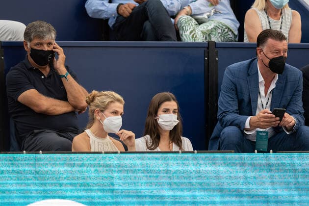 20210618 Mallorca Championships 2021 Opening Ceremony SANTA PONSA, SPAIN JUNE 18 2021 Toni Nadal, Edwin Weindorfer, Sandra Gago at Mallorca Championships 2021 Opening Ceremony on June 18, 2021 in Santa Ponsa, Santa Ponsa Baleares Spain