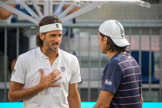20210618 Mallorca Championships 2021 Opening Ceremony SANTA PONSA, SPAIN JUNE 18 2021 Tommy Haas, Feliciano Lopez at Mallorca Championships 2021 Opening Ceremony on June 18, 2021 in Santa Ponsa, Santa Ponsa Baleares Spain
