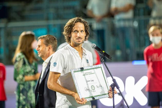 20210618 Mallorca Championships 2021 Opening Ceremony SANTA PONSA, SPAIN JUNE 18 2021 Feliciano Lopez at Mallorca Championships 2021 Opening Ceremony on June 18, 2021 in Santa Ponsa, Santa Ponsa Baleares Spain