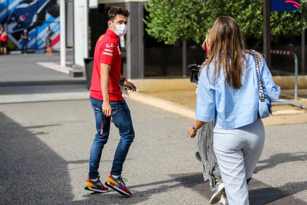 FORMULA 1 FRENCH GRAND PRIX, 19 06 2021 Charles Leclerc (MON), Scuderia Ferrari SF21 arrival with girlfriend Charlotte Sine during the Formula 1 Emirates Grand Prix De France 2021 at Circuit Paul Ricard, Le Castellet, France on 19 June 2021 Editorial Use Only Copyright: xPhilxDuncanx ESM-0021-0018