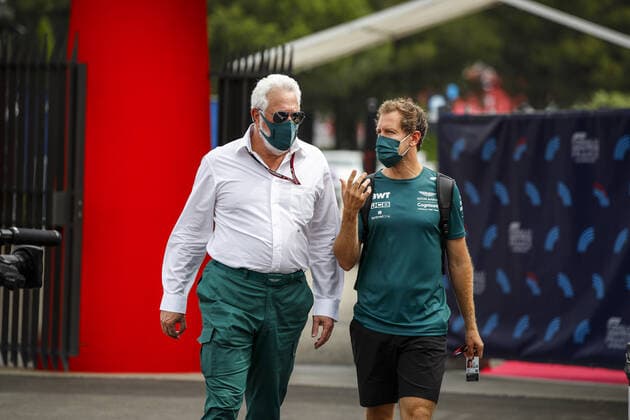 VETTEL Sebastian (ger), Aston Martin F1 AMR21, portrait with STROLL Lawrence (can), Aston Martin F1 owner, portrait during the Formula 1 Emirates Grand Prix de France 2021, 7th round of the 2021 FIA Formula One World Championship, WM, Weltmeisterschaft from June 18 to 20, 2021 on the Circuit Paul Ricard, in Le Castellet, France FORMULE 1 : Grand Prix de France - Circuit Paul-Ricard - Le Castellet - 19 06 2021 DPPI Panoramic  _GDN7335