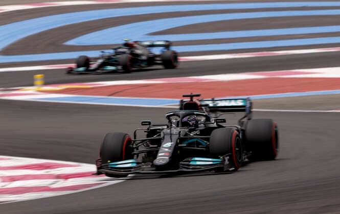 44 Lewis Hamilton GBR, Mercedes AMG Petronas F1 Team , 77 Valtteri Bottas FIN, Mercedes AMG Petronas F1 Team , F1 Grand Prix of France at Circuit Paul Ricard on June 19, 2021 in Le Castellet, France Photo by HOCH ZWEI Le Castellet France