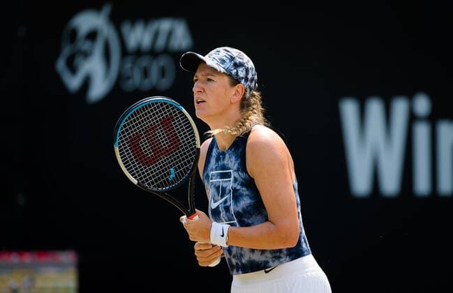 Mandatory Credit: Photo by Rob Prange Shutterstock (12072941af) Victoria Azarenka of Belarus practices before the semi-final of the 2021 bett1open WTA, Tennis Damen 500 tennis tournament bett1open Tournament, Tennis, Berlin, Germany - 19 Jun 2021 bett1open Tournament, Tennis, Berlin, Germany - 19 Jun 2021  Copyright: xRobxPrange Shutterstockx 12072941af