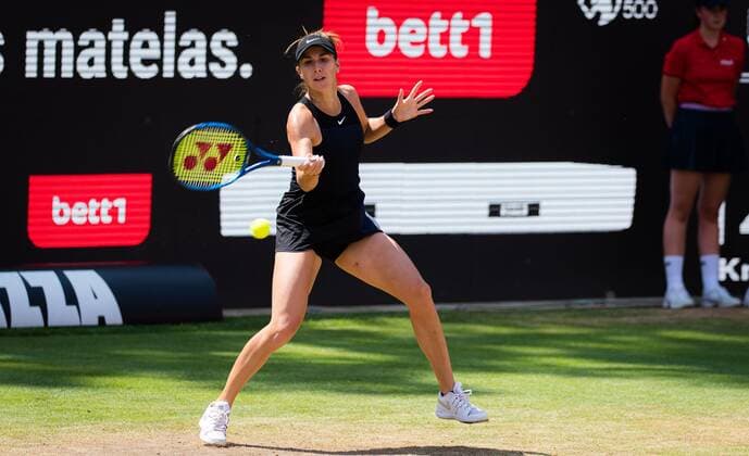 Mandatory Credit: Photo by Rob Prange Shutterstock (12072941ak) Belinda Bencic of Switzerland in action during the semi-final of the 2021 bett1open WTA, Tennis Damen 500 tennis tournament bett1open Tournament, Tennis, Berlin, Germany - 19 Jun 2021 bett1open Tournament, Tennis, Berlin, Germany - 19 Jun 2021  Copyright: xRobxPrange Shutterstockx 12072941ak