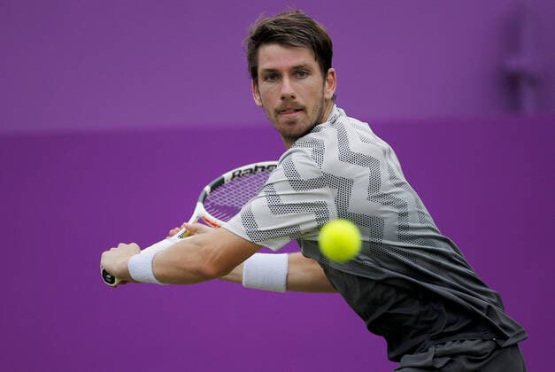 Mandatory Credit: Photo by Ella Ling BPI Shutterstock (12115521bw) Cameron Norrie of Great Britain in action Cinch Championships, Day Six, Tennis, Queens Club, London, UK - 19 June 2021 EDITORIAL USE ONLY No use with unauthorised audio, video, data, fixture lists, club league logos or live services. Online in-match use limited to 120 images, no video emulation. No use in betting, games or single club league player publications. Cinch Championships, Day Six, Tennis, Queens Club, London, UK - 19 June 2021 EDITORIAL USE ONLY No use with unauthorised audio, video, data, fixture lists, club league logos or live services. Online in-match use limited to 120 images, no video emulation. No use in betting, games or single club league player publications. Copyright: xEllaxLing BPI Shutterstockx 12115521bw