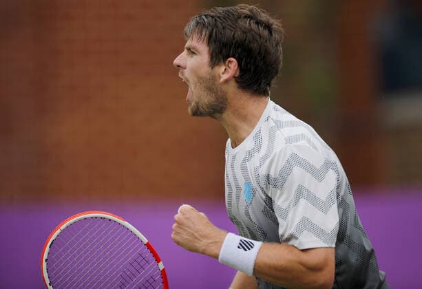 Mandatory Credit: Photo by Ella Ling BPI Shutterstock (12115521bp) Cameron Norrie of Great Britain celebrates Cinch Championships, Day Six, Tennis, Queens Club, London, UK - 19 June 2021 EDITORIAL USE ONLY No use with unauthorised audio, video, data, fixture lists, club league logos or live services. Online in-match use limited to 120 images, no video emulation. No use in betting, games or single club league player publications. Cinch Championships, Day Six, Tennis, Queens Club, London, UK - 19 June 2021 EDITORIAL USE ONLY No use with unauthorised audio, video, data, fixture lists, club league logos or live services. Online in-match use limited to 120 images, no video emulation. No use in betting, games or single club league player publications. Copyright: xEllaxLing BPI Shutterstockx 12115521bp