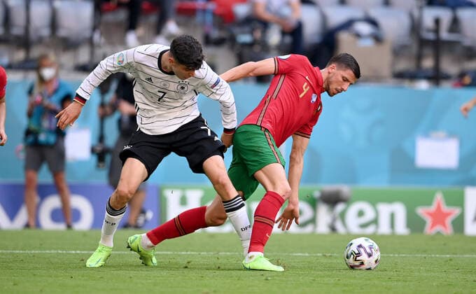 FOOTBALL Euro 2021 GROUP C Match 24 in Munich Portugal Germany 19 06 2021 Kai Havertz left, Germany vs Ruben Dias right, Portugal