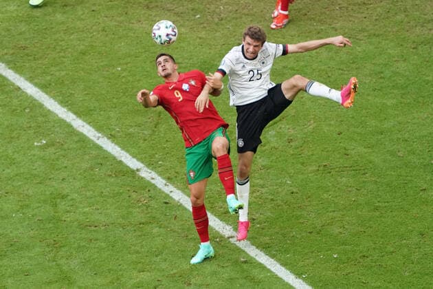 Thomas Mueller Germany Germany klaeert vs Andre Silva Portugal Munich 19 06 2021 Germany vs Portugal, Allianz Arena Munich, Euro2020, emonline, emspor,