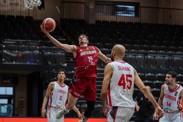 Basketball Hamburg 19 06 2021 Supercup National Team Germany GER Tunisia TUN Lukas Wank Germany, No 19 Radhouane Slimane Tunisia, No 45