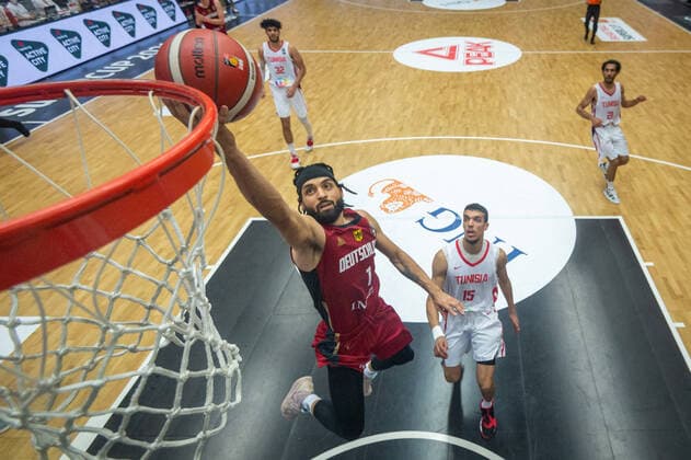 Basketball Hamburg 19 06 2021 Supercup National Team Germany GER Tunisia TUN Joshiko Saibou Germany, No 01 Mohamed Mortadha Ben Taher Tunisia, No 15