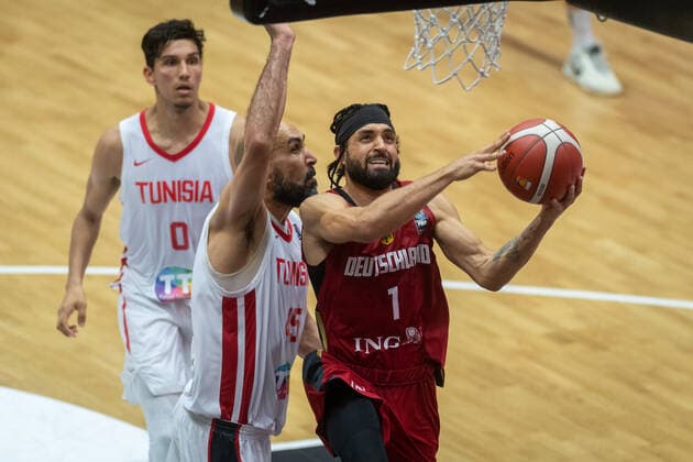 Basketball Hamburg 19 06 2021 Supercup National Team Germany GER Tunisia TUN Joshiko Saibou Germany, No 01 Radhouane Slimane Tunisia, No 45