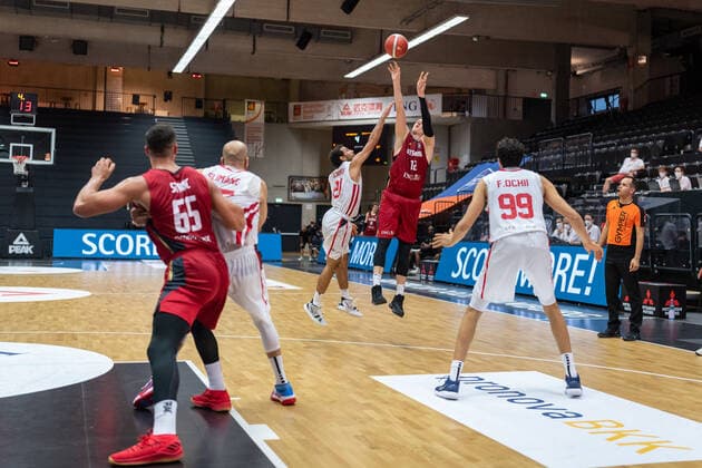 Basketball Hamburg 19 06 2021 Supercup National Team Germany GER Tunisia TUN Robin Benzing Germany, No 12 Jaouhar Jaouadi Tunisia, No 21