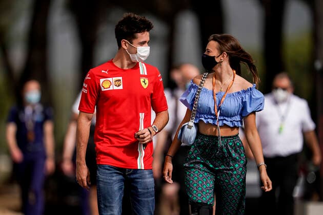 June 20, 2021, Le Castellet, France: CHARLES LECLERC of Monaco and Scuderia Ferrari is seen arriving at the track with his girlfriend CHARLOTTE SINE ahead of the 2021 FIA Formula 1 French Grand Prix at Circuit Paul Ricard in Le Castellet, France. Le Castellet France - ZUMAg147 20210620_zap_g147_005 Copyright: xJamesxGasperottix