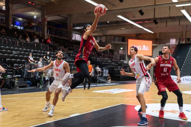 Basketball Hamburg 19 06 2021 Supercup National Team Germany GER Tunisia TUN Joshiko Saibou Germany, No 01 Jaouhar Jaouadi Tunisia, No 21