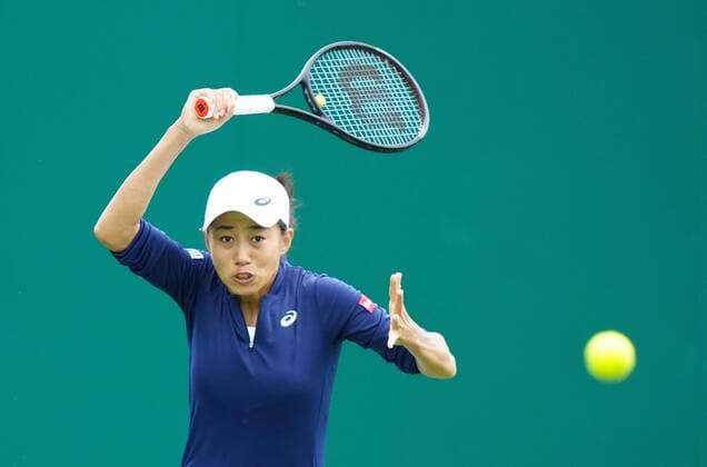 Mandatory Credit: Photo by Dave Shopland BPI Shutterstock (12115545o) Shuai Zhang from china in action Viking International Championships, Day Two, Tennis, Eastbourne, East Sussex, UK - 20 June 2021 EDITORIAL USE ONLY No use with unauthorised audio, video, data, fixture lists, club league logos or live services. Online in-match use limited to 120 images, no video emulation. No use in betting, games or single club league player publications. Viking International Championships, Day Two, Tennis, Eastbourne, East Sussex, UK - 20 June 2021 EDITORIAL USE ONLY No use with unauthorised audio, video, data, fixture lists, club league logos or live services. Online in-match use limited to 120 images, no video emulation. No use in betting, games or single club league player publications. Copyright: xDavexShopland BPI Shutterstockx 12115545o