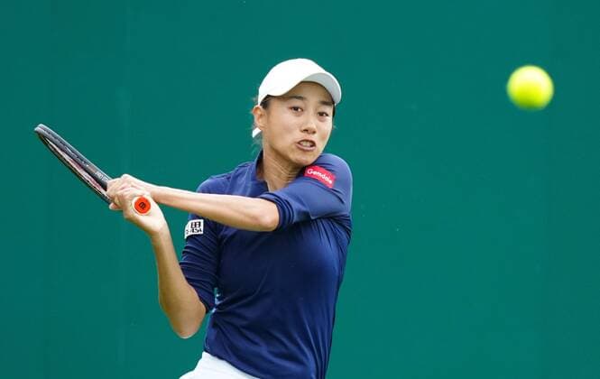 Mandatory Credit: Photo by Dave Shopland BPI Shutterstock (12115545f) Shuai Zhang from china in action Viking International Championships, Day Two, Tennis, Eastbourne, East Sussex, UK - 20 June 2021 EDITORIAL USE ONLY No use with unauthorised audio, video, data, fixture lists, club league logos or live services. Online in-match use limited to 120 images, no video emulation. No use in betting, games or single club league player publications. Viking International Championships, Day Two, Tennis, Eastbourne, East Sussex, UK - 20 June 2021 EDITORIAL USE ONLY No use with unauthorised audio, video, data, fixture lists, club league logos or live services. Online in-match use limited to 120 images, no video emulation. No use in betting, games or single club league player publications. Copyright: xDavexShopland BPI Shutterstockx 12115545f