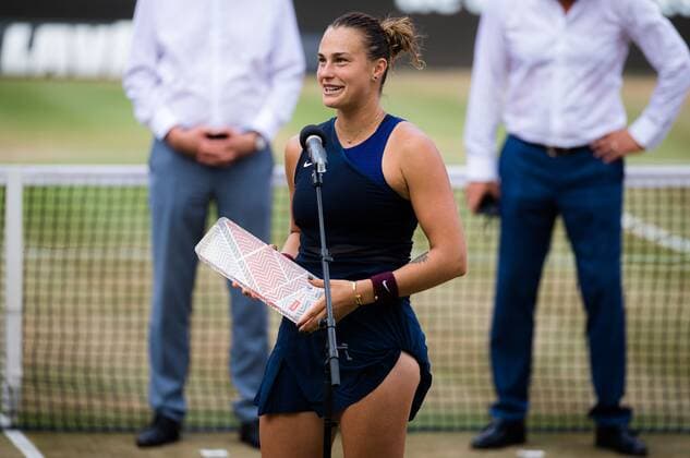 Mandatory Credit: Photo by Rob Prange Shutterstock (12072943r) Aryna Sabalenka & Victoria Azarenka of Belaru during the trophy ceremony after the doubles final of the 2021 bett1open WTA, Tennis Damen 500 tennis tournament bett1open Tournament, Tennis, Berlin, Germany - 20 Jun 2021 bett1open Tournament, Tennis, Berlin, Germany - 20 Jun 2021  Copyright: xRobxPrange Shutterstockx 12072943r