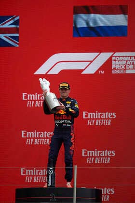 F1 Grand Prix of France Max Verstappen of Netherlands and the (33) Red Bull Racing lifts the trophy after winning the F1 Grand Prix of France at Circuit Paul Ricard on June 27, 2021 in Le Castellet, France. Le Castellet France breton-f1grandp210620_npChW  Copyright: xJosexBretonx