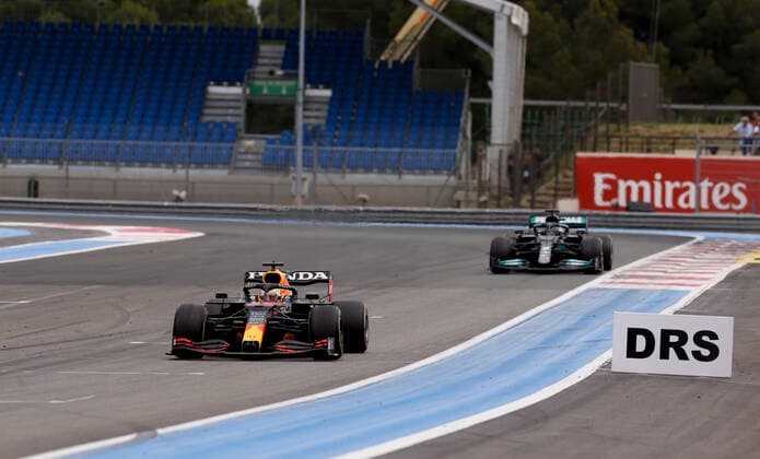 33 Max Verstappen (NED, Red Bull Racing), 44 Lewis Hamilton (GBR, Mercedes-AMG Petronas F1 Team), F1 Grand Prix of France at Circuit Paul Ricard on June 20, 2021 in Le Castellet, France. (Photo by HOCH ZWEI) Le Castellet France