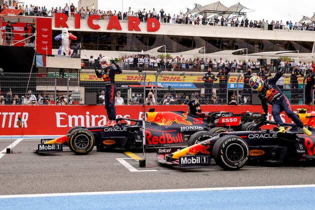 33 Max Verstappen NED, Red Bull Racing , 11 Sergio Perez MEX, Red Bull Racing , F1 Grand Prix of France at Circuit Paul Ricard on June 20, 2021 in Le Castellet, France Photo by HOCH ZWEI Le Castellet France