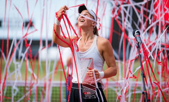Mandatory Credit: Photo by Rob Prange Shutterstock (12072943ah) Liudmilla Samsonova of Russia with the champions trophy after winning the final of the 2021 bett1open WTA, Tennis Damen 500 tennis tournament bett1open Tournament, Tennis, Berlin, Germany - 20 Jun 2021 bett1open Tournament, Tennis, Berlin, Germany - 20 Jun 2021  Copyright: xRobxPrange Shutterstockx 12072943ah