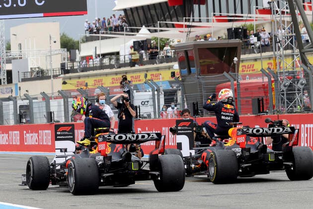 11 Sergio Perez MEX, Red Bull Racing , 33 Max Verstappen NED, Red Bull Racing , F1 Grand Prix of France at Circuit Paul Ricard on June 20, 2021 in Le Castellet, France Photo by HOCH ZWEI Le Castellet France