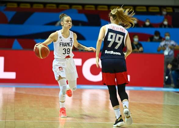 Alix Duchet of France pictured during FIBA Women s Eurobasket match between France and Russia on JUNE 20, 2021 in Strasbourg BASKET BALL : France vs Russie - Eurobasket Feminin - 20 06 2021 PhilippeCrochet Panoramic 