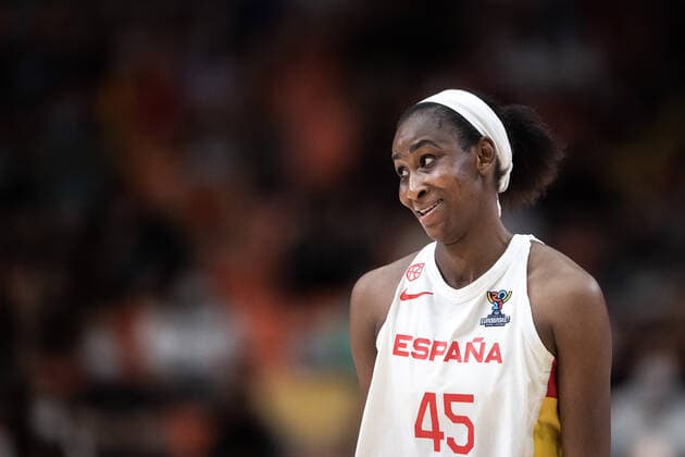 210620 Astou Ndour of Spain during the FIBA Women s Eurobasket match between Spain and Slovakia on June 20, 2021 in Valencia Photo Maxim ThorÃ BILDBYRAN kod MT MT0193 basket basketball national team fiba women s eurobasket basket em spanien spain slovakien slovakia dam bbeng dag 4,  Copyright: MAXIMxTHORE BB210620MT179