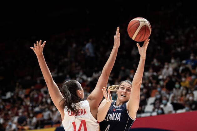210620 Michaela Fekete of Slovakia during the FIBA Women s Eurobasket match between Spain and Slovakia on June 20, 2021 in Valencia Photo Maxim ThorÃ BILDBYRAN kod MT MT0193 basket basketball national team fiba women s eurobasket basket em spanien spain slovakien slovakia dam bbeng dag 4,  Copyright: MAXIMxTHORE BB210620MT184