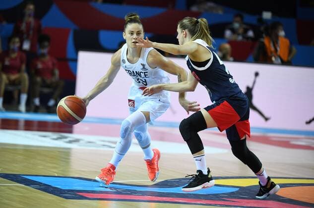 Alix Duchet of France pictured during FIBA Women s Eurobasket match between France and Russia on JUNE 20, 2021 in Strasbourg BASKET BALL : France vs Russie - Eurobasket Feminin - 20 06 2021 PhilippeCrochet Panoramic 