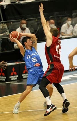 Photo on the ball Italys Michele Ruzzier against Andreas Obst Germany Basketball Supercup Sun 20 06 2021 4 Nations Cup in Hamburg Germany Italy