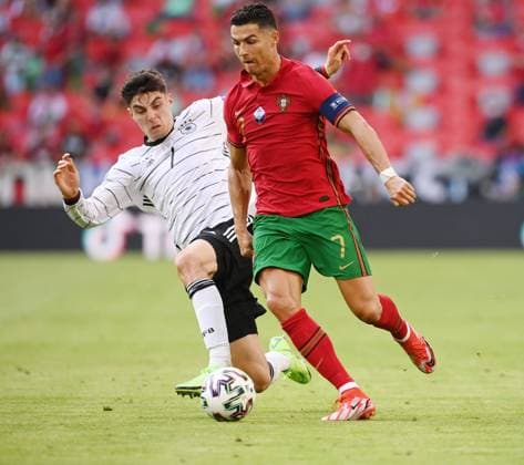 FOOTBALL Euro 2021 GROUP C Match 24 in Munich Portugal Germany 19 06 2021 Cristiano Ronaldo Portugal on the ball against Kai Havertz left back, Germany