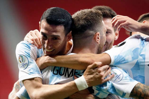 Argentina x Paraguay BRASÍLIA, DF - 21.06.2021: ARGENTINA X PARAGUAY - Match between , Argentina x Paraguay match valid for the third round Copa America Brazil 2021, held at the Estádio Nacional de Brasília Mané Garricha, on Monday(21). In the photo, Player Gomez celebrating gbol Argentina (Photo: Francisco Stuckert Fotoarena) x2083012x  FranciscoxStuckert
